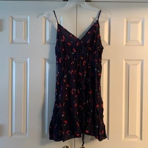 Navy blue cherry print dress